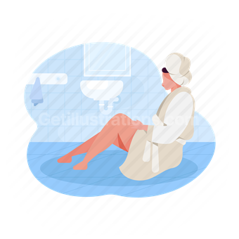 bathroom, relaxation, robe, woman